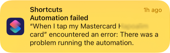 Automation failed. When I tap my... encountered an error: There was a problem running this automation.